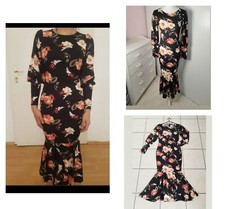 Robe soirée moulante noire a fleurs multicolores femme taille 36 , S