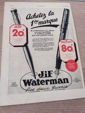 Publicité de 1934 Stylo JIF WATERMAN, stylos plumes, bille 3235