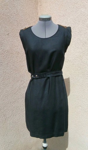 Sandro robe noire ceinturée - robe,