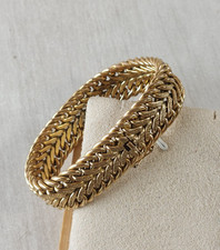 Ancien bracelet maille américaine, en plaqué or, EZ ZRG