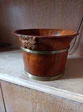 Ancien cache pot origine CHINE TRES RARE bois massif sculpté main et signé 19ème