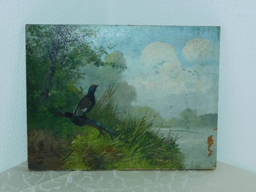 Peinture huile tétras - peinture, À