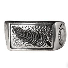 Bague chevalière homme argent massif 925 pas cher Symbole Plume tendance