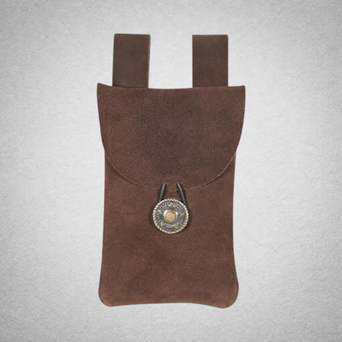 Pochette cuir suède marron - cuir,
