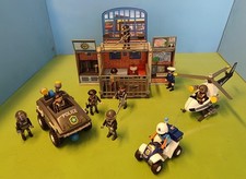  Playmobil POLICE. Commissariat  5421, Véhicule Amphibie 5801, Quad, Hélico 5916