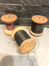 3 bobines de fil de lin cordonnier ou machine ancien vintage collection en bois