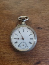 Montre À Gousset De Poche Ancienne Décor Cyclistes À Restaurer P2575