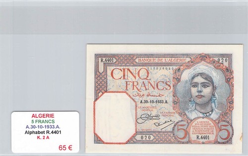 Billet algerie francs - -,