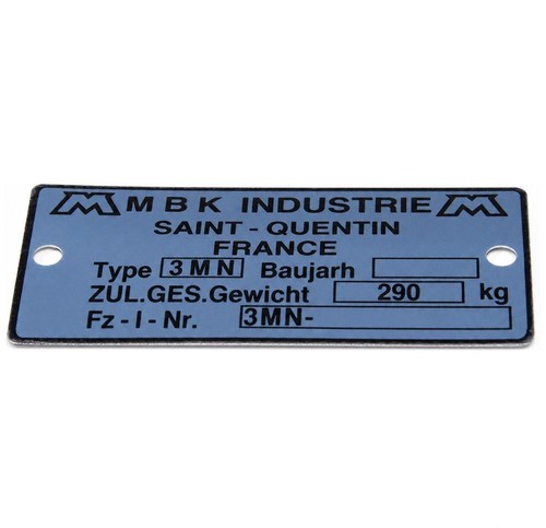 Plaque identification - plaque, d'identification