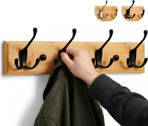 Porte manteau mural bambou - porte-manteau,