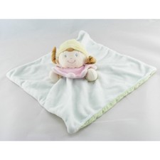 Doudou plat lutin poupée fille bleu rose vert rayé MOTS D'ENFANTS - 1490