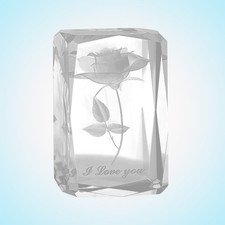  Cristal 3D Rose Fleur Verre Gravé Je T'aime Base Figurine Ornement Cadeau pour
