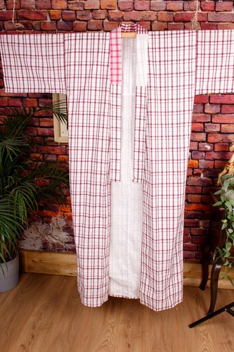 Kimono vintage blanc rouge - kimono,
