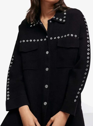 Maje paris black eyelet knit - maje,