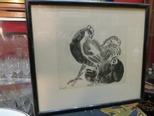 ancien tableau dessin au lavis