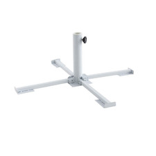 Pied de parasol pliable en croix en acier peint blanc pour mâts de Ø 38 à 50 mm