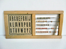 ANCIEN PETIT BOULIER D'ENFANT EN BOIS ALPHABET ET TABLES 27 x 13 cm