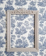 France 1930 -  Grand Cadre Ancien patiné en Beige et blanc - Shabby Chic