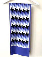 Foulard rectangulaire Vintage Bleu Roi Lavande Noir Blanc Polyester 26,5 x 129cm