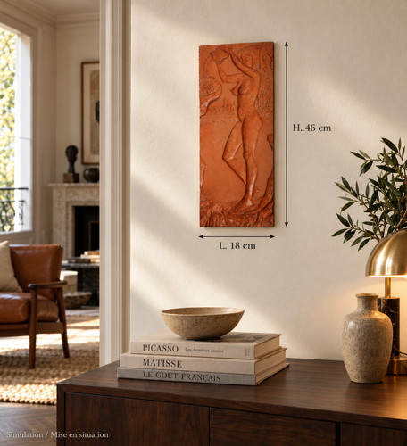 Bas relief terre cuite nu - bas-relief, en