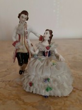 Groupe sujet  personnage figurine couple en porcelaine de Saxe de Dresden 