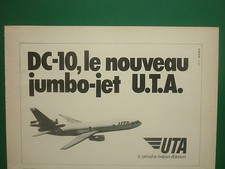 6/1973 PUB COMPAGNIE UTA AIRLINE MCDONNELL DOUGLAS DC-10 JUMBO JET FRENCH AD