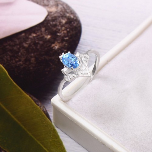 Bague spinelle bleu aaa - aaa, en