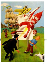 Carte postale TINTIN. Haddock la fusée lunaire et Tintin. Czarlitz 2917