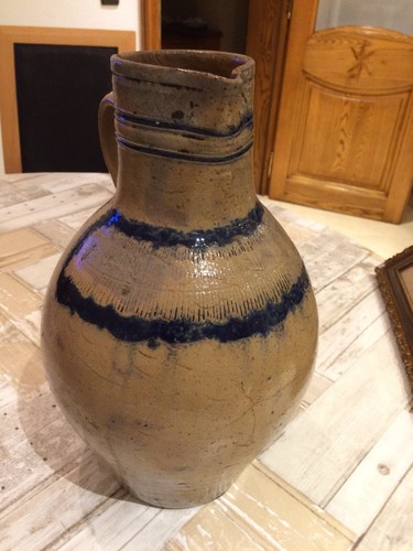 Ancienne poterie cruche - ancienne, gravé