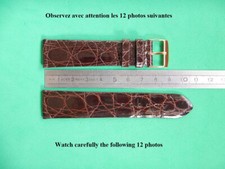 20 mm RÉSISTANT BRACELET CROCODILE VÉRITABLE MARRON POUR MONTRE EXTRA PLATE