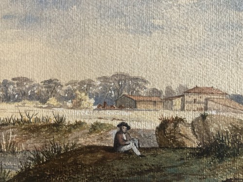 Peinture papier xixe ancien - peinture,
