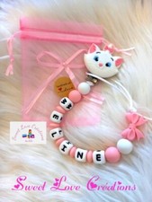 😻 Attache tetine personnalisée Marie Aristochats silicone 