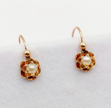 Petites Dormeuses antique or rose 18k perle (circa 1900)