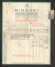 PARIS (XX°) ROBINETTERIE / HYDROTHERAPIE "MINGORI" Facture voyagée en 1955