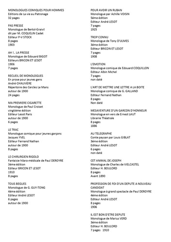 Dix sept monologues comiques - dix-sept,