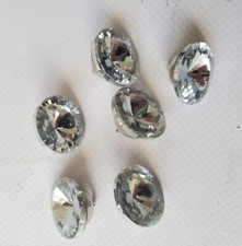 6 BOUTONS COUTURE REMBOURRAGE STRASS FACONNES POINTE DIAMANT DIAMETRE 25mm