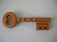 Grand porte clé mural clé en bois 40 cm déco hall d'entrée rétro vintage