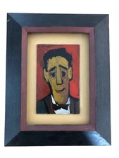 Henri Autran (1926-2007) Huile sur panneau - Portrait d'homme (signé + tampon)