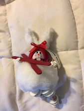 NEW DÉCOR WHITE SNOW BUNNY FLUFFY SKIER SKIING BUNNY RABBIT DOLL!