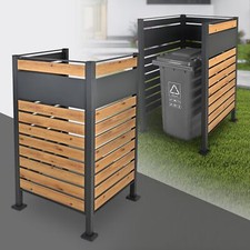 Clôture extensible pour poubelles 3x éléments de clôture avec poteau anthracite