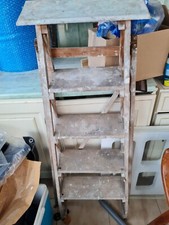 Escabeau ancien 5 marches bois  vintage dans son jus