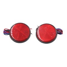 2pc LED rouge rond réflecteur moto arrière clignotant feu stop frein