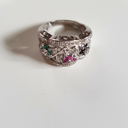 Bague argent 925 - -, rubis