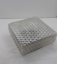 Plafonnier Applique Carré Verre Moulé Vintage Avec Support Métal 