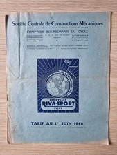 document publicitaire tarif de 1948 cycles RIVA SPORT VICHY