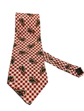 Vintage Cravate Old River Natural Wave Design Carreaux 100% Soie Made In Italy