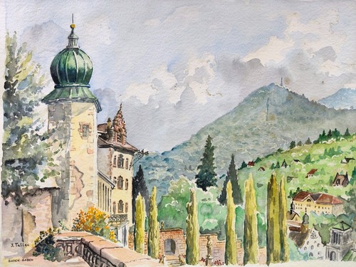 Aquarelle baden signée - baden,