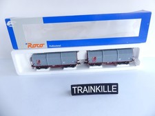 44198 ROCO HO 2 WAGONS A BOGIES DE LA FS A PAROIS TELESCOPIQUES