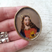 Fixé Sous Verre Coeur Sacré