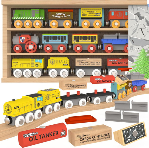 Wooden train set 12pk magnetic - train,